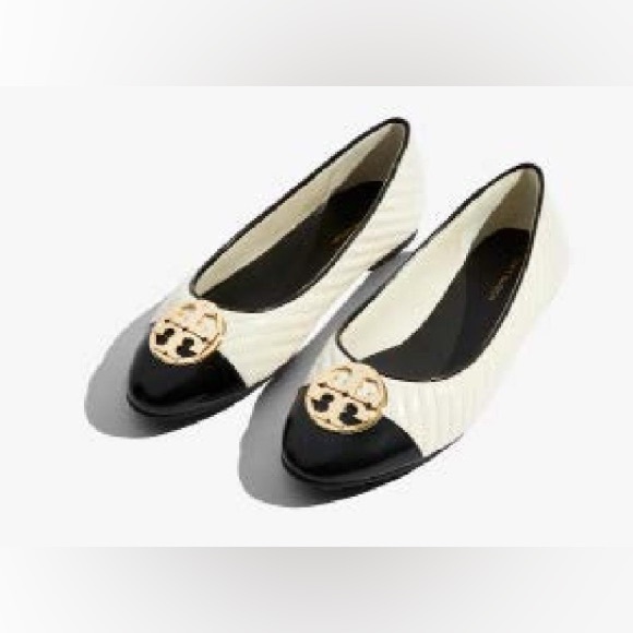 Tory Burch Chelsea White Quilted Leather Ballet Shoes - Picture 4 of 5